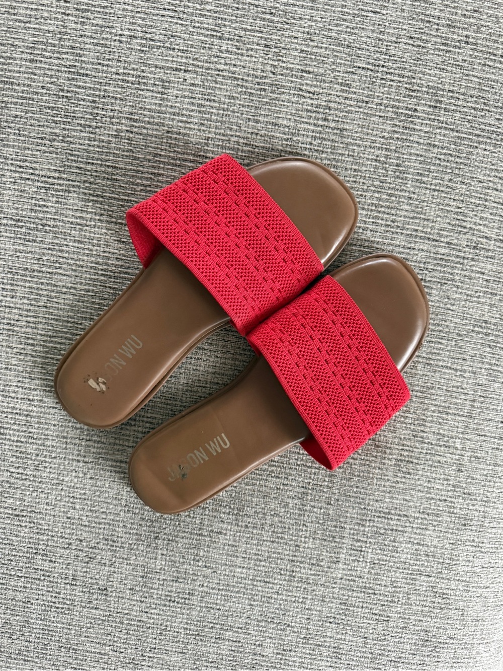 Jon Wu Red Knit Slide Sandals Size 7.5M